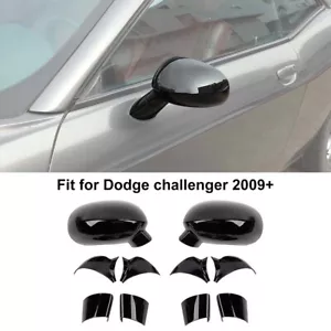 Gloss Black Door Side Rearview Mirror Cover Trim Shells for Dodge Challenger 09+ - Picture 1 of 12