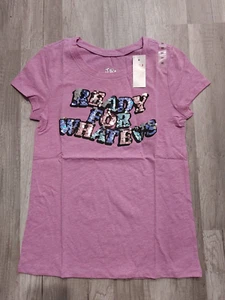 NWT JUSTICE GIRLS Ready For Whatevs Flip Sequin Top Size 10 (u) - Picture 1 of 2