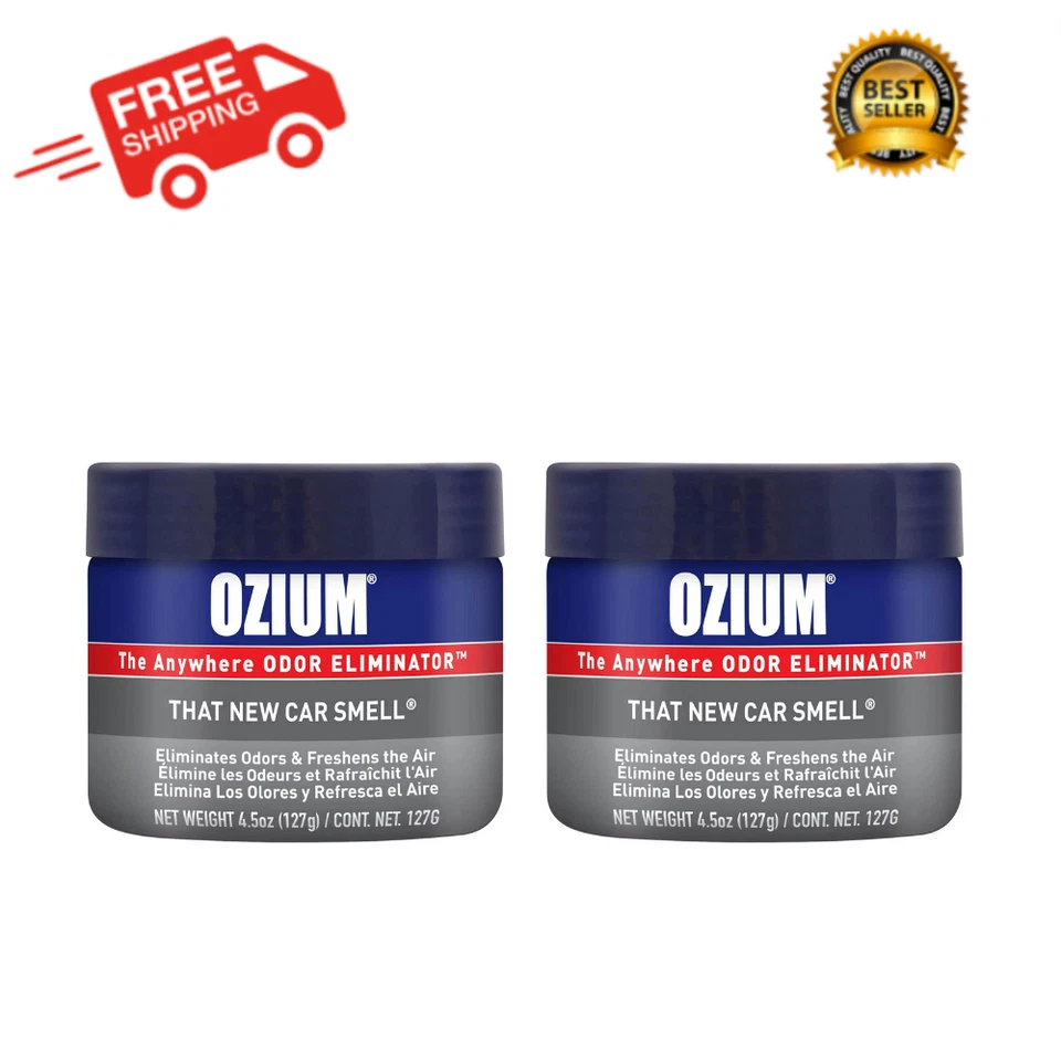 Ozium Gel 4.5oz Eliminates Odors and Freshens the Air That New Car Smell, 2 Pack