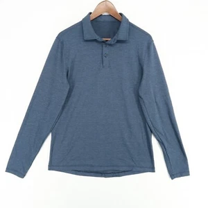 Lululemon Evolution Polo Shirt Mens Medium (Est)* Blue Heather Long Sleeve - Picture 1 of 7