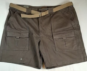 NWT St John's Bay Cargo Hiking Shorts Men's 48 Brown Belted Twill Big & Tall - Picture 1 of 10
