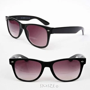 Bifocal Sun Readers Black Classic Frame Geek Retro Style Reading Sunglasses - Imagen 1 de 16