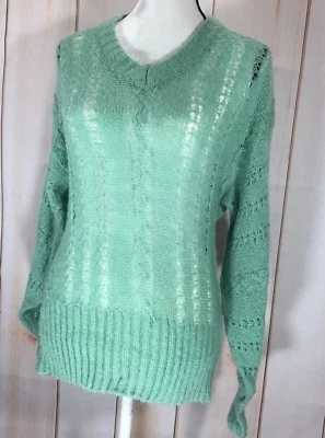 Suéter Spiegel Manga Larga Verde Menta Semi Transparente Talla Mediana Foto 1 de 4
