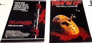 SAMMLUNG VON 9 HORRORFILM PROMO 8x11" MINI-POSTER - HELLRAISER-HALLOWEEN-ETC - Bild 1 von 5