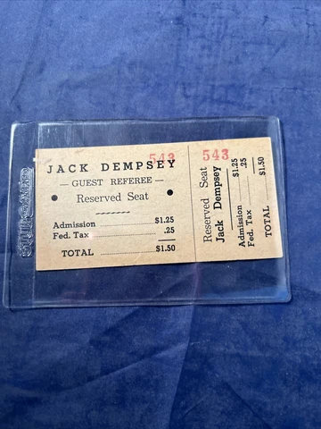 Jack Dempsey 1940s Guest Referee Ticket Boxing Wrestling Cover