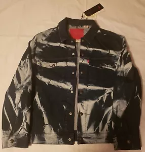 Chaqueta de mezclilla Levis Premium para hombre talla M con diseño de patrón de lavado ácido tinte blanqueador - Imagen 1 de 4