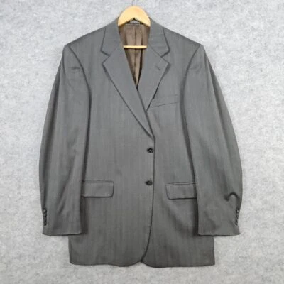 Stafford Traveler Plus Men's Blazer Size 42L Gray Striped 99% Wool Preppy Office - Image 1 of 4