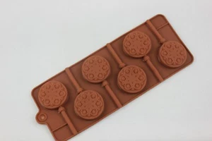 Silicone Round Lollipop Mould x 6 and Sticks Star Design Chocolate Fondant Lolly - Picture 1 of 10