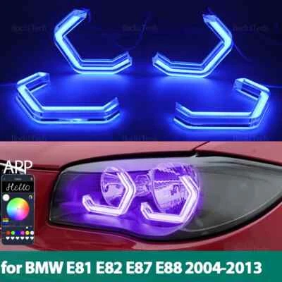 M4 Style RGB App control DRL LED Angel Eyes Kit For BMW 1 series E81 E82 E87 E88 - Image 1 of 4