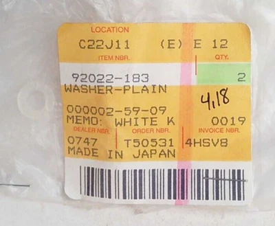 Arandela lisa NOS Kawasaki KD80 KD100 KE175 MT1 KV75 G5 8 mm 92022-183 NUEVA OEM Foto 1 de 4