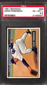 1951 BOWMAN #88 Eddie Robinson PSA 6.5 EX-MT 21489557  - Picture 1 of 3