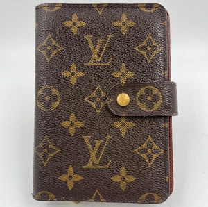 Louis Vuitton Porte Papel Monograma Cremallera Cartera Organizador M61207 Marrón Doble Plegable LV - Imagen 1 de 24