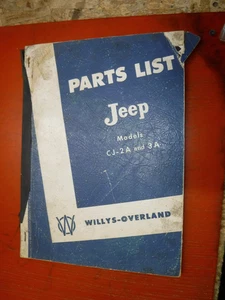 Jeep CJ-2A y CJ-3A 1949 LISTA DE PIEZAS ORIGINALES DE FÁBRICA CATÁLOGO WILLYS OVERLAND - Imagen 1 de 5