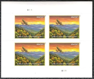 SC#5752 - $28.75 Priority Mail - Great Smoky Mountains Plate Block of 4 MNH - Picture 1 of 1