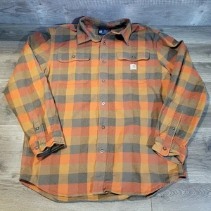 Carhartt Hemd Herren L Heavy Flannel Loose Fit Orange Flanell kariert Arbeitshemd - Bild 1 von 10