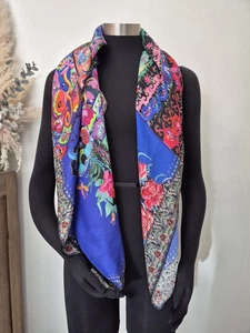 CAMILLA 110cm Silk Square Scarf Blue Floral Embellished - Bild 1 von 21