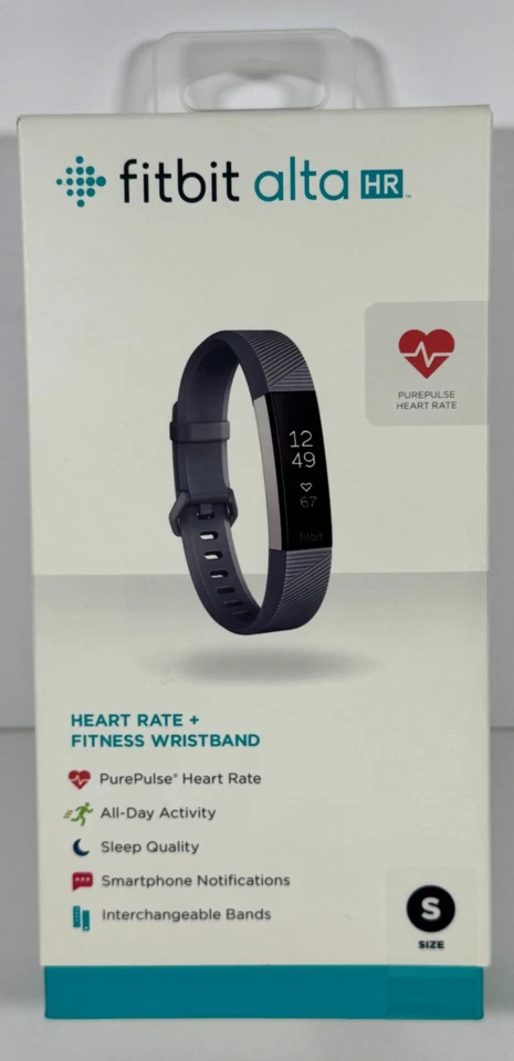 Pulsera rastreadora de sueño Fitbit Alta HR (FB408SGYS) azul gris talla pequeña Foto 1 de 4