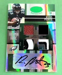 2005 Leaf Certified RYAN MOATS Freshman Fabric QUAD RELIC AUTO # 1/5 SSP Eagles - Picture 1 of 6
