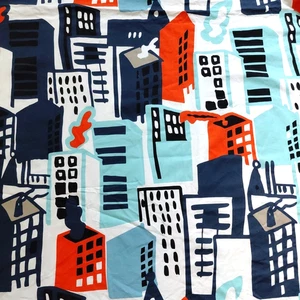 Ikea Nina Jobs Print Fabric Canvas Modern City GITTE 4+ Yards Upholstery Art VTG - Picture 1 of 4