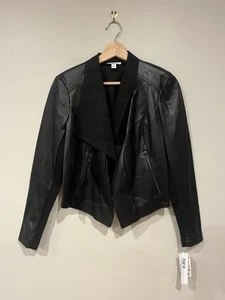 Bar III Women’s Faux Leather Black Jacket Oversize Extra Small XS New MSRP $89 - Picture 1 of 3