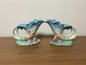 Paar Rumpfkunst Vintage Schleife Knoten blau Füllhorn Vasen - Bild 1 von 3