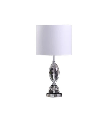 24" Silver Crystal Standard Table Lamp With White Shade - Image 1 of 4