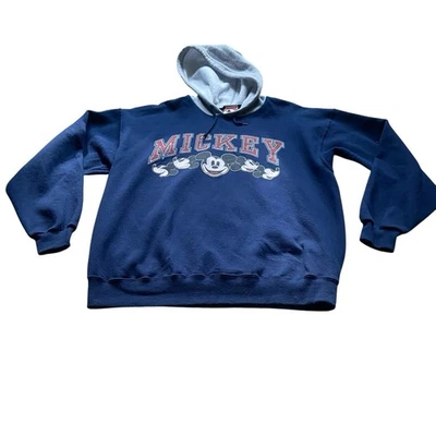 Sudadera con Capucha Vintage Años 90 Walt Disney Mickey Inc Sin Talla M/L Azul Gris Capucha Suéter Foto 1 de 4