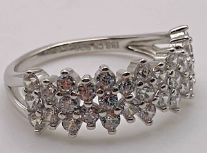 NEW NWOT IBB CN Sterling Silver 3 Row CZ Band Ring Size 7 - Picture 1 of 8