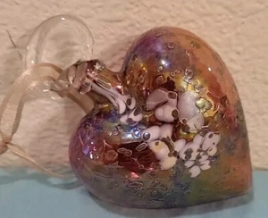 Vintage • Rot Gold Linie Herz Ornament • Bryce Dimitruk • Mundgeblasenes Glas • Exc!! - Bild 1 von 2