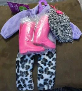 Dollie & Me Outfit Hat W/ Pink Bow Rain Boots Sweater Cow Print Pants - Picture 1 of 6
