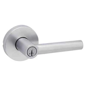 KWIKSET Milan Juego de Palancas de Puerta de Entrada con Llave con Rosa Redonda, Cromo Satinado - Imagen 1 de 1