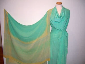 3 PURE SILK DESIGNER COORDINATE FABRICS 7.5yds MINT GREEN ANIMAL PRINT + SCARF - Picture 1 of 6
