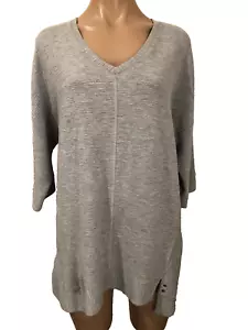 TS Virtulle Plus Size XS Grey Knit 3/4 Sleeve Jumper Top GUC - Picture 1 of 7