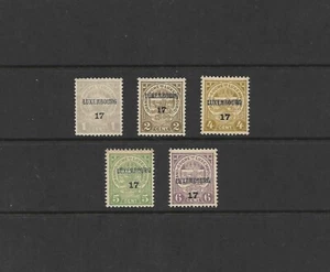 Luxemburgo Precancelaciones: Tipografiado; Con Fecha 1917; 5 Diferentes; CV $71.25 - Imagen 1 de 1
