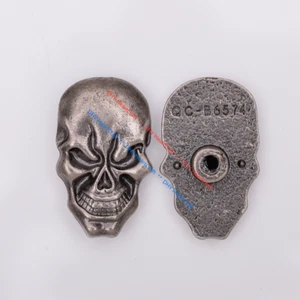 10X 17*28MM Antique Silver Western Skull Head Screwback Concho For Leathercraft  - Picture 1 of 9