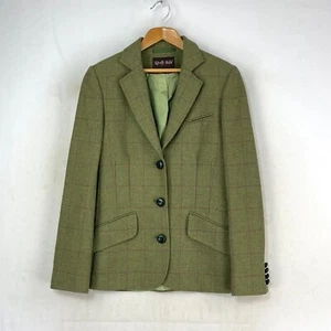 Really Wild Tweed Jacket Womens 8 Green Check Wool Country Hacking Blazer - Picture 1 of 17
