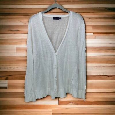 Cárdigan POLO Ralph Lauren para mujer talla M 100 % lino blanco abotonado ligero Foto 1 de 4