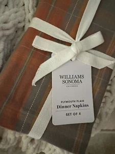 Williams-Sonoma S/4 ~PLYMOUTH PLAID~ COTTON Dinner NAPKINS ~THANKSGIVING~ Fall - Picture 1 of 4
