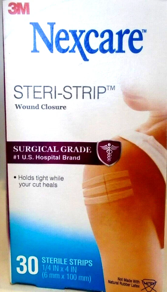Cierre de herida Nexcare Steri-Strip 1/4" x 4" - 30 ct Exp 2030 Foto 1 de 1