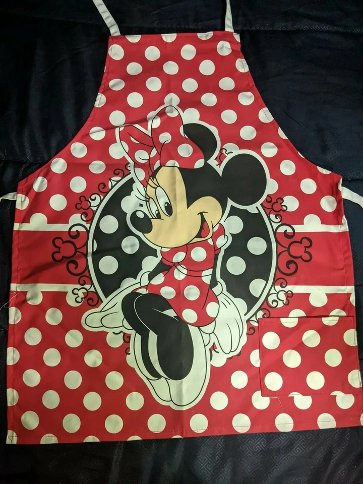 Minnie Mouse Polka Dots Delantal Mandil Apron One Size Cooking Pocket - Image 1 of 1