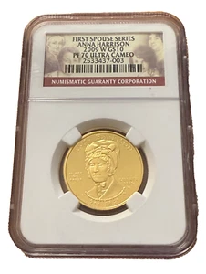 US 2009 W Gold 1/2 oz $10 NGC PF70UC First Spouse Series - Anna Harrison - Picture 1 of 2