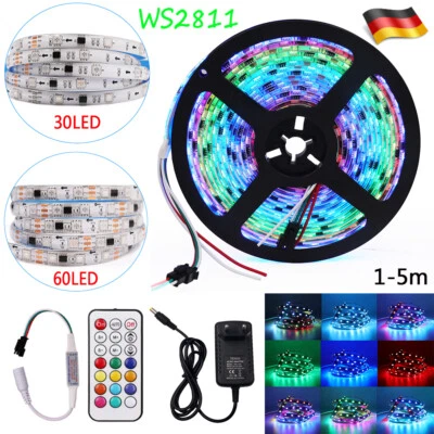WS2811 LED Streifen Stripe 12V IC Adressierbar Band 5050 RGB Platine Neopixel DE - Bild 1 von 4