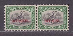 South West Africa Scott O18 VF LH 1945 Official Overprint on ½d Bird Pair