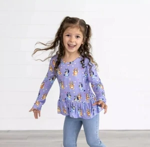 NEW!! Little Sleepies Bluey Dance Mode Long Sleeve Peplum Tee Size 4T - Picture 1 of 5