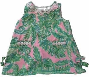 Lilly Pulitzer Girls Baby Floral Shift Dress Crochet Trim 3-6M One-piece