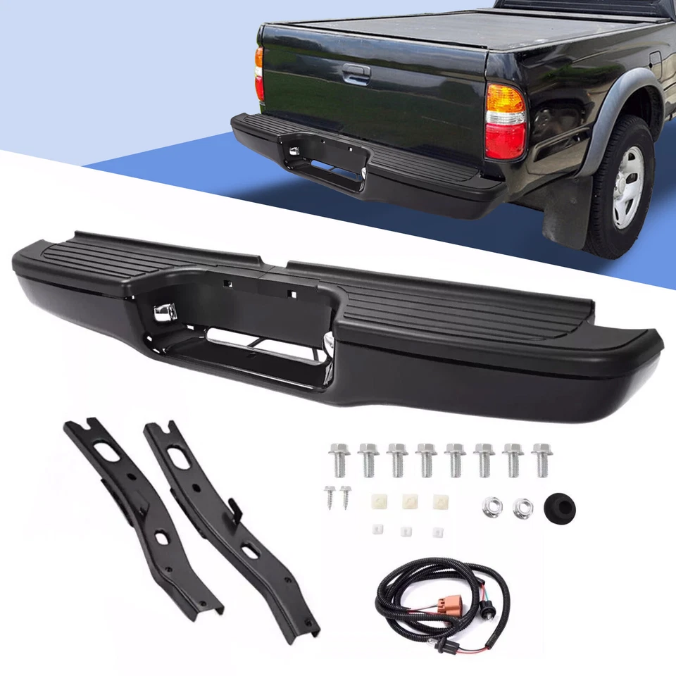 Complete Rear Bumper Assembly Step Steel For Toyota Tacoma 1995-2004 Truck Black - Imagem 1 de 4