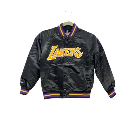 Los Angeles Lakers Mitchell & Ness Boys Youth Satin Jacket Black XL 18/20 New Cover