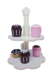 FAO Schwarz Wooden Cupcakes with Treat Stand Toy - Picture 1 of 5