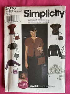 Simplicity 9016 Dressy Formal Fancy Shrugs, Jackets & Purses 14-16-18-20 - Picture 1 of 2