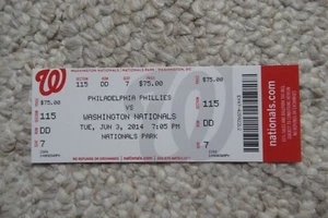 Boleto completo de los Nacionales de Washington vs Phillies 3/06/2014 ~ Desmond/Rendon HRs - Imagen 1 de 1